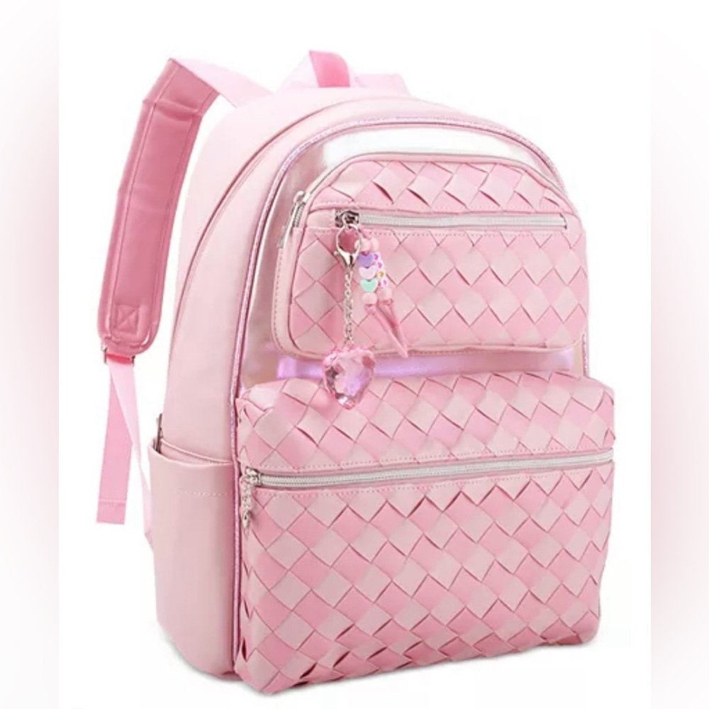 Woven Large Backpack W/Charm - Picture 2 of 4